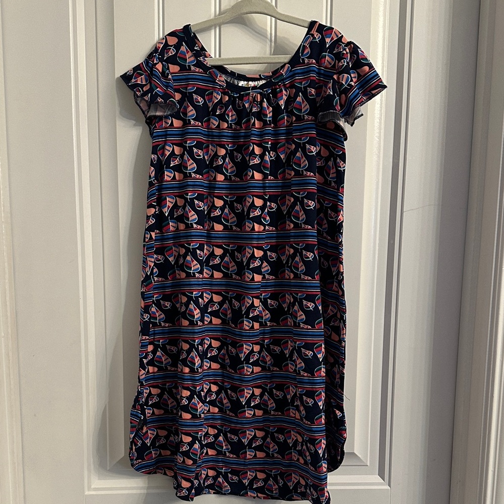 DotDot Smile- Colorful Kids Dress with Leaf Pattern